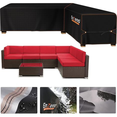 Gartenmöbel Abdeckung für L-Form Sofa, wasserdicht, 420D, winddicht, 286x222x87cm (1/5)