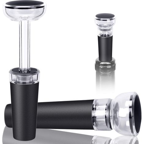 3 Bouchons à vide, silicone alimentaire, pompe intégrée, réutilisable, pour vin, champagne, huile, conservation 15 jours (1/5)