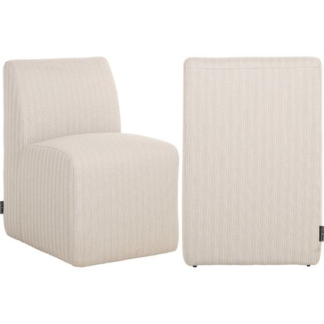Chaise de jardin beige élégante pour repas en plein air - beige clair texturé (1/5)