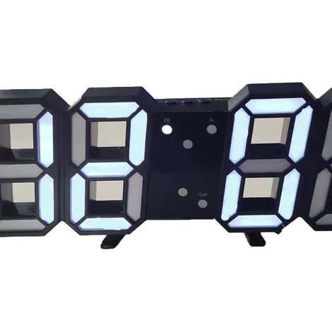 Horloge murale LED 3D minimaliste, réveil mural pour la maison, le salon ou le bureau, police noire et lettres blanches. (1/5)