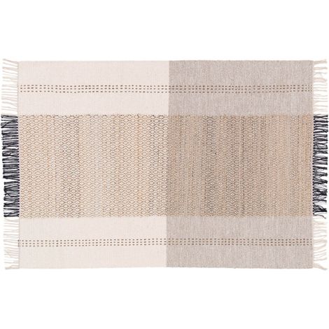 Tapis en laine et jute tissé à plat à motifs géométriques 120 x 170 cm