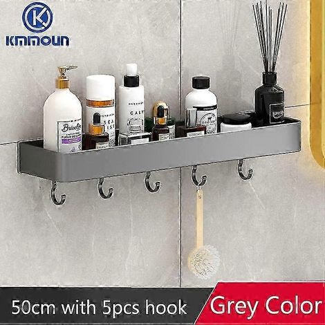 Étagère de rangement grise pour salle de bain, porte-shampoing, étagère de rangement pour cuisine, accessoires de salle de bain, accessoires pour cabine de douche en aluminium (1/5)