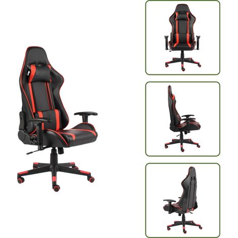 Sedia da ufficio - vidaXL Sedia da Gaming Girevole Rossa in PVC - Sedia da casa