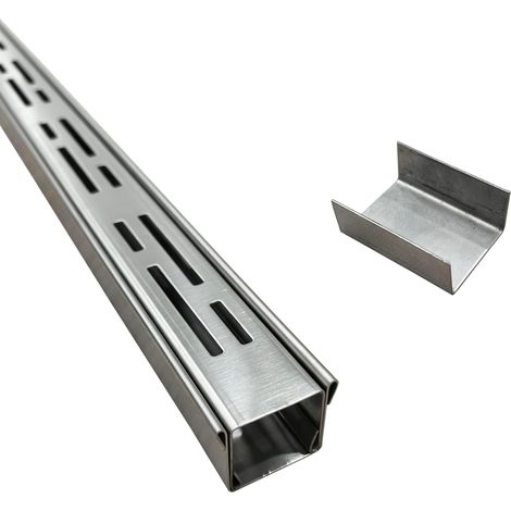 Caniveau Etroit Terrasse 3,5 Cm de Large, 1 M de Long, Caniveau Exterieur Extra Plat de ExtéRieur en Acier Inoxydable 304 avec Raccord, Canalisation de Drainage pour Balcon/Trottoir (1/5)