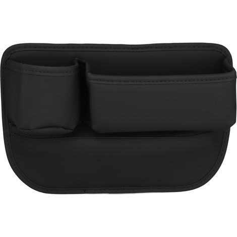 Aufbewahrungstasche für den Autositz mit Handy- und Getränkehalter, multifunktionaler Organizer mit seitlichen Fächern aus schwarzem PU-Leder (1/5)
