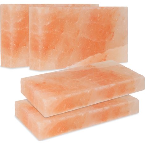 Wolketon 4er Set Himalaya Salzstein 20x10x2,5 cm Salzfliese zum Grillen & Servieren für Steak Fisch BBQ Zubehör (1/5)