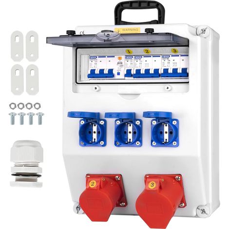 Coffret Electrique IP65 avec Prises schuko et prises CEE,Prise Exterieure Etanche Coffret de Chantier,Distributeur de Courant Électrique avec Disjoncteur pour Usage Extérieur et Intérieur (1/5)