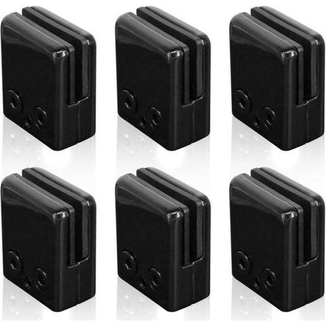 6pcs Pinces En Verre Noir 6-8mm,Acier Inoxydable 304 Clips En Verre RéGlables Support En Verre à Dos Plat Pour Balustrade Escalier (1/4)