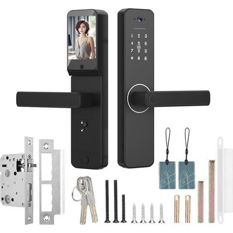 Smart door lock with 3.5-inch HD screen, 120° ultra-wide-angle smart peephole camera and smart doorbell via app, suitable for doors 35 to 1/2 inch thick (1/5)