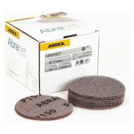 Boîte 50 disques abrasifs auto-agrippants Abranet Ø 77 mm MIRKA Grain: 180