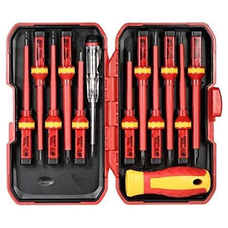 Magnetischer Schraubendrehersatz, 13 isolierte, austauschbare 1000-V-Bits mit magnetischen Schlitzspitzen, Reparaturwerkzeug für Elektriker - (1/5)