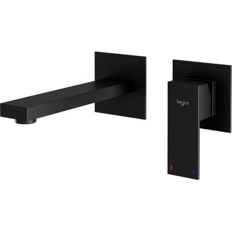 Rubinetto per lavabo a incasso moderno Besco Varium nero. (1/4)