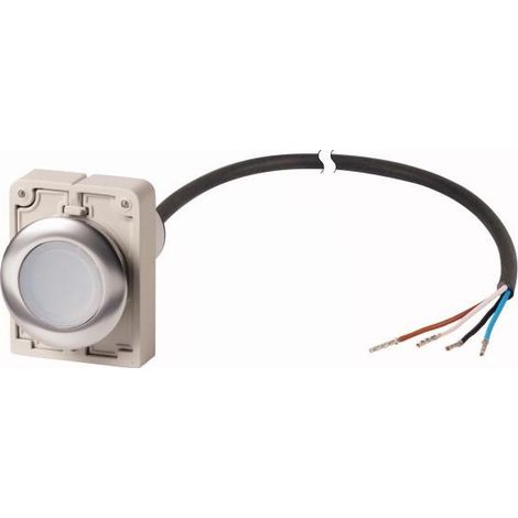 Bouton-poussoir lumineux RMQ Compact Flat à rappel 1 N/O blanc 24 V AC/DC cable (noire) extrém EATON C30C-FDL-W-K10-24-P62
