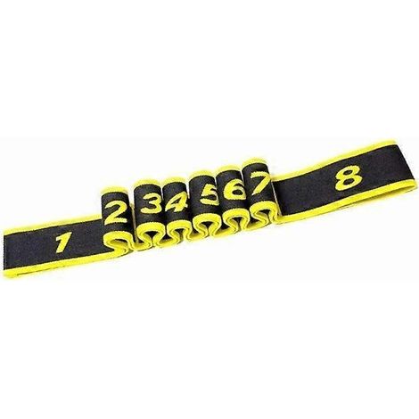 Jaune Bande de résistance pour fitness, étirements et yoga, bandes élastiques d'entraînement en 8 sections, élastiques de traction tendance, bandes ajustables pour un étirement complet du corps (1/5)
