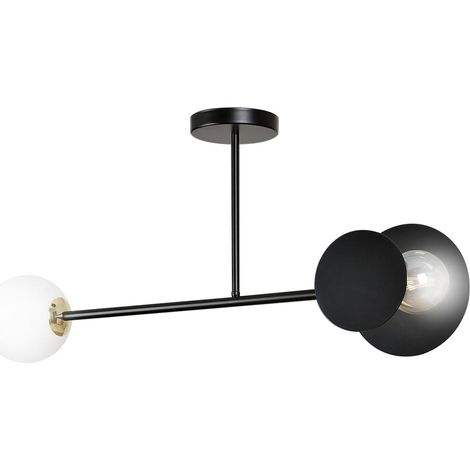Plafonnier Emibig Minerva noir verre 2xE27 80cm H40cm (1/5)
