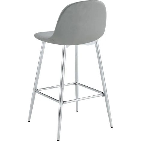 Lot de 2 tabourets de bar SCANDINAVE pied chrome velours