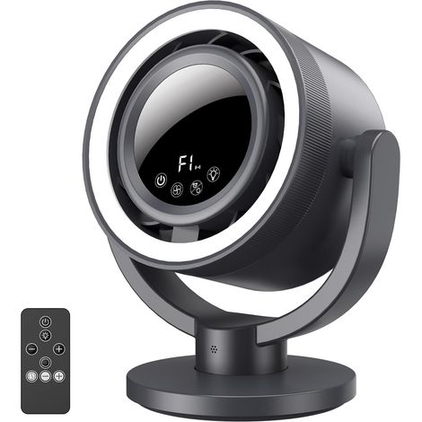 Ventilatore da tavolo ricaricabile tramite USB con luce notturna, ventilatore da 25 cm con circolazione d'aria a 4 velocità, inclinabile di 90°, oscillazione a 180°, ventilatore da tavolo silenzioso p (1/5)