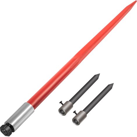 VEVOR Hay Spear 49" Bale Spear 3000 lbs Capacity, Bale Spike Quick Attach Square Hay Bale Spears, Red Coated Bale Forks, Bale Hay Spike with 2 Stabilizer Spears