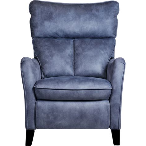 Fauteuil relax manuel en microfibre couleur Bleu - Longueur 76 x Profondeur 90 x Hauteur 108 cm (1/5)