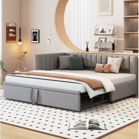 letto 90x200 estraibile salvaspazio velluto grigio OKMYHOME (1/5)
