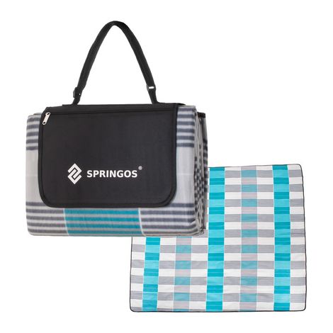 SPRINGOS Picknickdecke 200 x 240 cm Stranddecke mit Tragegriff Karomuster Sitzunterlage Outdoor Decke Kofferraumunterlage Fleece
