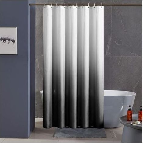 Rideau de Douche Anti Moisissure Tissu Noir Dégradé Lavable en Machine Petit Rideaux Douche pour Camping Car Cabine de avec 6 Crochets 90x180cm (1/5)