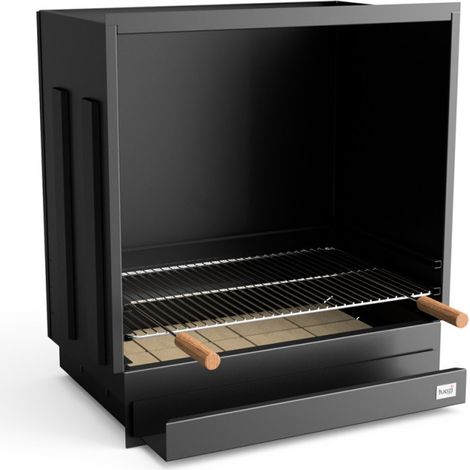 Tiroir avec grille pour barbecue et modules Kitaway 74,5 × 56,5 × 80 cm Tiroir en acier noir pour cuisine extérieure et barbec (1/5)