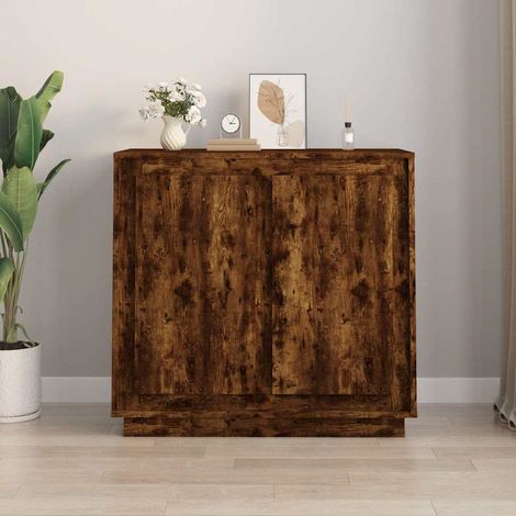 vidaXL Buffet chêne fumé 80x34x75 cm bois d'ingénierie (1/5)