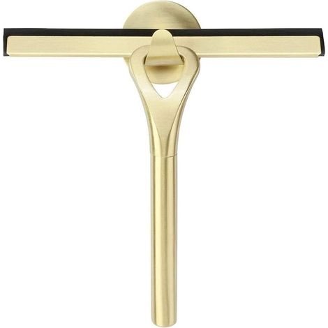 Grattoir de Douche Doré, 22,5 cm, Sans Traces, Crochet à Ventouse, Pour Miroirs, Sols, Vitres et Tables (1/5)