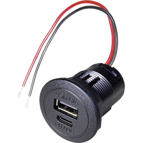 ProCar Power USB-C/A double prise PD/QC sans LED Charge de courant max=2.2 A 12 - 24 V/DC C177542