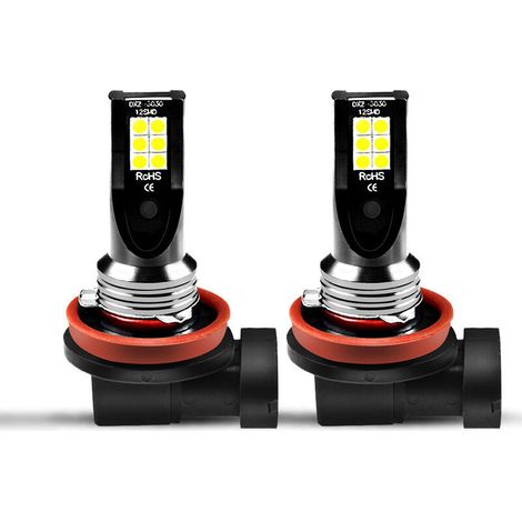 H8 H11 24W Autoscheinwerfer-Umrüstsatz mit 12 wasserdichten LEDs und Nebelscheinwerfern (2 Stück), ultrahell, 6500K - AquaForge