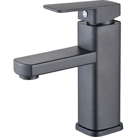 Robinet Lavabo Cascade Noir, Haut Mitigeur Vasque à Poser Salle de Bain, Robinetterie Grand Bec Carré en Laiton, Eau Chaude et Froide Disponible (1/3)