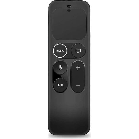 Coque silicone noir pour télécommande Apple TV 4K 4e/5e génération, housse protection peau antidérapante pour boîtier TV Stick.