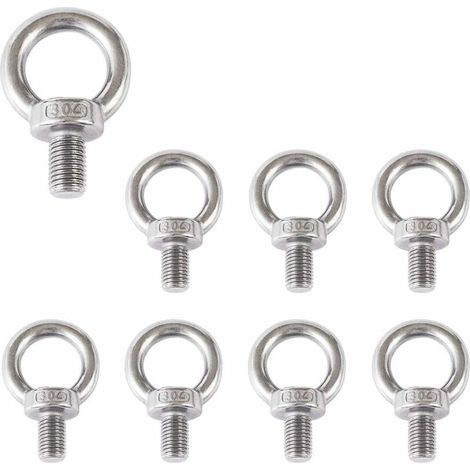 Boulons à œil M8 304 En Acier Inoxydable Levage À Oeil Boulon Anneau de levage Vis à filetage Mâle Boulon à œil 8 Pièces (1/5)