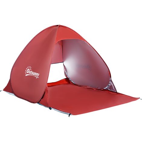 Tienda de playa roja – Protección solar UV30+ – Plegable – Bolsa de transporte – 2 x 1,5 m – 2-3 personas