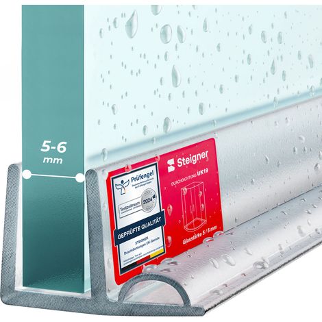 STEIGNER Duschdichtung UK19 Ersatzdichtung für Dusche Wasserabweiser, L, 200 cm, (Einzeldichtung), 5mm bis 6mm Glasstärke