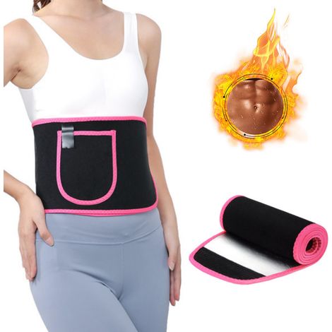 Ceinture De Sudation - Ceinture De Remise En Forme Pour Taille - 110 X 20 Cm - Avec Poche Intégrée - Noir Bleu Rouge - 1 Pièce (1/5)
