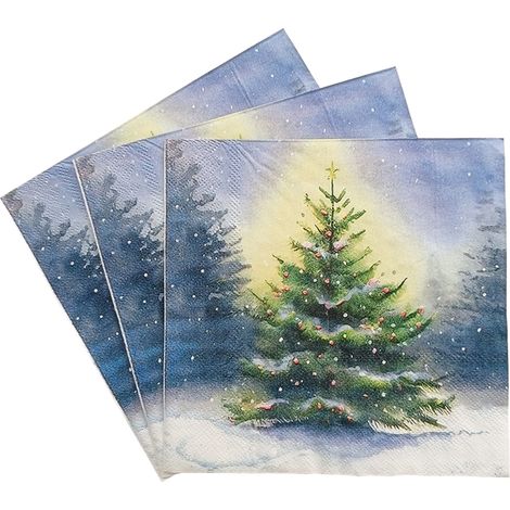 Serviette En Papier - Pâte À Bois - Usage Quotidien Fêtes Mariages Anniversaires Noël - Motif Festif - Lot De 20 Pièces (1/5)