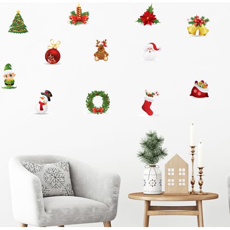 Sticker Noël décorations de Noël - Autocollants stickers adhésifs noël - décoration fêtes - 30x35cm (1/4)