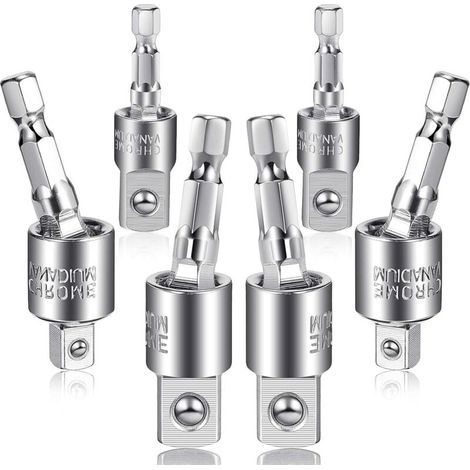 6-teiliges Steckschlüssel-Adapterset für elektrische Bohrmaschinen: Adapter für Schlagschrauber, 360° drehbarer Sechskantschaft-Steckschlüssel für Schlagschrauber (1/4)