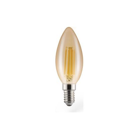 Ampoule filament LED décorative - Bougie vintage - E14 - 4W 320 lm - Verre ambre dimmable