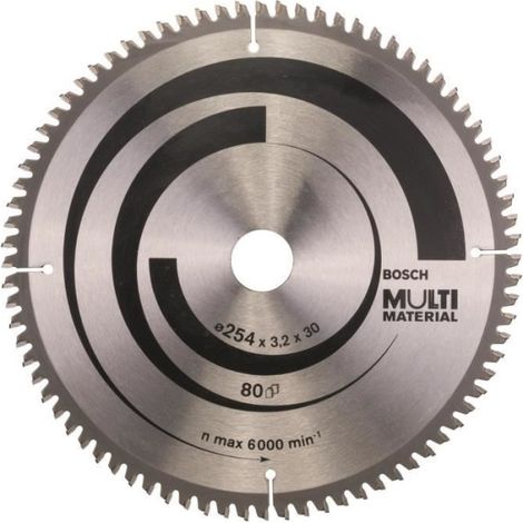 Lame de scie circulaire BOSCH 254 x 30 x 3,2 mm (80 dents) - Multimatériaux (1/2)