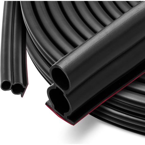 Guarnizione flessibile in gomma per porte e finestre, 10 mm x 15 mm, autoadesiva, impermeabile, nera, 6 m
