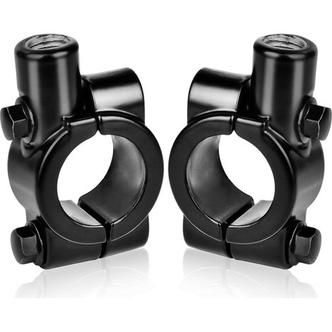2 Pièces Support De Miroir De Moto Pour Support De Guidon 22Mm-Pour Rétroviseur Latéral 10Mm, Aluminium (Noir) (1/5)
