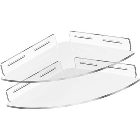 Lot de 2 étagères flottantes transparentes sans perçage, organiseurs de douche adhésifs pratiques pour salle de bain, organiseurs de douche muraux (1/4)