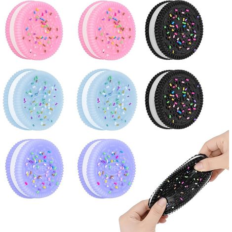 Lot de 8 squishy anti-stress ultra doux : 2 noirs, 2 bleus, 2 roses, 2 violets, 3,8 cm. (1/5)