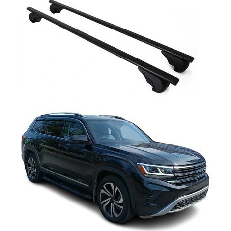 OMAC Dachträger Querträger für VW Atlas 2018-2026 – Abschließbar – Max. 75 kg – 2 Stangen Stahl Schwarz (1/5)