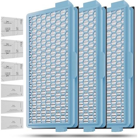 3 HEPA-Filter für Miele Staubsauger Compact Teil C1-C2 Komplett C2-C3 S8340 + 3 Luftreinigungsfilter + 3 Motorfilter (1/4)