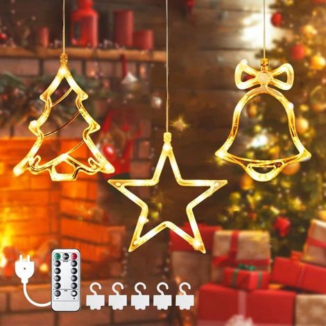 TRAHOO-Étoile Decoration Noel Fenetre Lumineuse, 30 LEDs Lumières de Noël Fenêtre, Décoration de fenêtre étoiles avec Crochet[J273] (1/5)