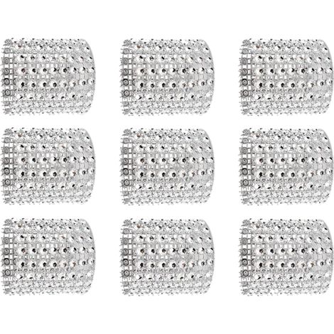 Rond de Serviette de Table Ruban Strass Argent Parure en Bling pour la Décoration 30pcs de Diamants d'anniversaire de Mariage